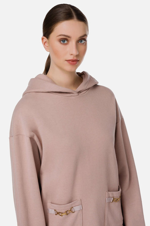 Felpa Donna MD00216E2 con cappuccio e tasche Malva ELISABETTA FRANCHI- Francavilla Moda